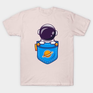 Cute Astronaut In Pocket Cartoon T-Shirt